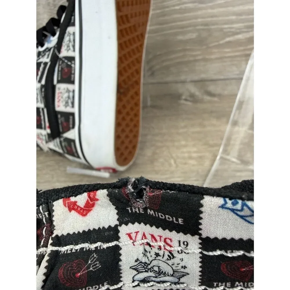 Vans Sk-8 Hi Tapered “Love Letters” Women’s Sz 8 Lace Up Black White Red Sneaker